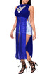 Sexy Royal Blue Mesh Patchwork Sleeveless High Side Split Club Top
